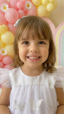 Vestido Vila Lele Jardim das Borboletas Baby Liz Branco