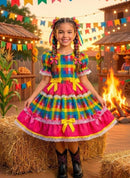 Vestido Junino Mimadine Luxo Priscila Pink