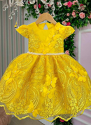 Vestido Marie Jardim Encantado Luxo Amarelo