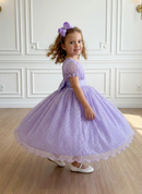 Vestido Marie Lilás Bolinhas