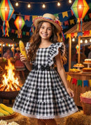 Vestido Banana Club Aline Xadrez Preto