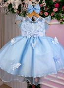 Vestido Marie Azul Jardim Encantado Laço