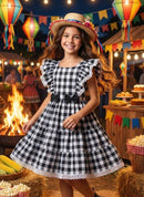 Vestido Banana Club Aline Xadrez Preto