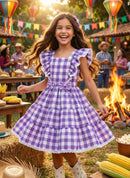 Vestido Banana Club Aline Xadrez Lilas