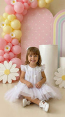 Vestido Vila Lele Jardim das Borboletas Baby Liz Branco
