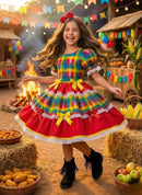 Vestido Junino Mimadine Luxo Priscila Vermelho