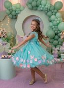 Vestido Marie Jardim Encantado Isis Luxinho Verde Tiffany