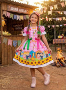 Vestido Marie Junino Luxo Arraia Do Sorriso Rosa