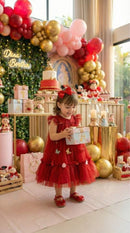 Vestido Vila Lele Jardim das Borboletas Baby Liz Vermelho