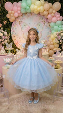 Vestido Marie Jardim Encantado Mel Azul Bebê
