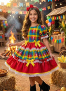 Vestido Junino Mimadine Luxo Priscila Vermelho