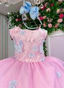Vestido Marie Jardim das Borboletas Rosa Bebe Viviane