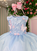 Vestido Marie Jardim das Borboletas Azul Bebe Viviane