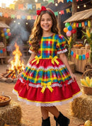 Vestido Junino Mimadine Luxo Priscila Vermelho