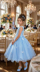 Vestido Juvenil Vila Lele Regata Flores Azul Bebe