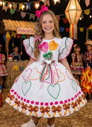Vestido Marie Junino Luxo Noivinha/Noiva dos Corações