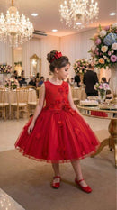 Vestido Juvenil Vila Lele Regata Flores Vermelho