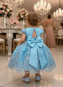 Vestido Marie Jardim Encantado Luxo Azul Tiffany