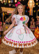 Vestido Marie Junino Luxo Noivinha/Noiva dos Corações