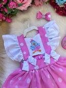 Romper/Vestido Princesa Belli Galinha Pintadinha Rosa