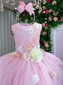 Vestido Juvenil Vila Lele Regata Flores Rosa Bebe