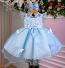 Vestido Marie Azul Jardim Encantado Laço