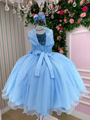 Vestido Juvenil Vila Lele Regata Flores Azul Bebe