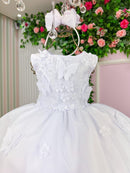 Vestido Marie Jardim das Borboletas Branco Viviane
