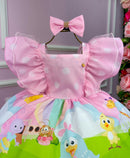 Vestido Temáticos Kids Galinha Pintadinha Rosa Bebe