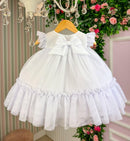Vestido Vila Lele Jardim das Borboletas Baby Liz Branco