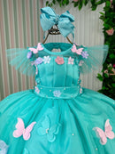 Vestido Marie Jardim Encantado Isis Luxinho Verde Tiffany