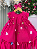 Vestido Vila Lele Jardim das Borboletas Baby Liz Pink