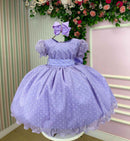 Vestido Marie Lilás Bolinhas