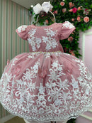 Vestido Marie Jardim Encantado Realeza Rose Renda Branca