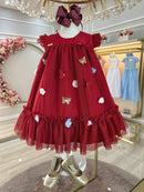 Vestido Infantil Bebê Marsala Jardim Encantado Luxo