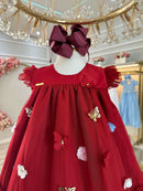 Vestido Infantil Bebê Marsala Jardim Encantado Luxo