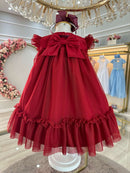 Vestido Infantil Bebê Marsala Jardim Encantado Luxo